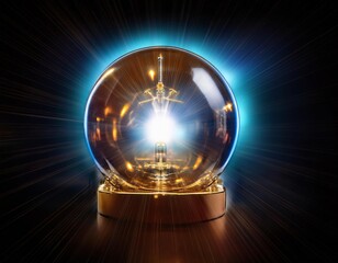 Quantum gravity photoelectric effect concept glowing sphere