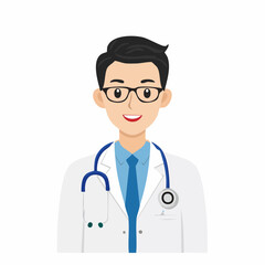 Fototapeta premium Smiling Doctor Portrait with Stethoscope in Vector Illustration