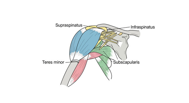 Human Shoulder Muscles Anatomy Illustration.