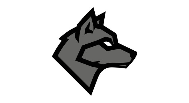 Gray Wolf Head Illustration Side View.