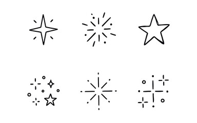Obraz premium Collection of starburst and star icons in a simple line style