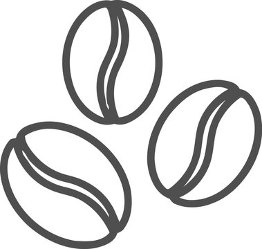 Coffee beans icon in a minimalist outline style
