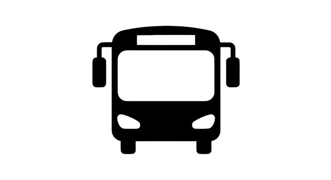 Vector illustration&nbsp;of black icon of a bus front view on a transparent background