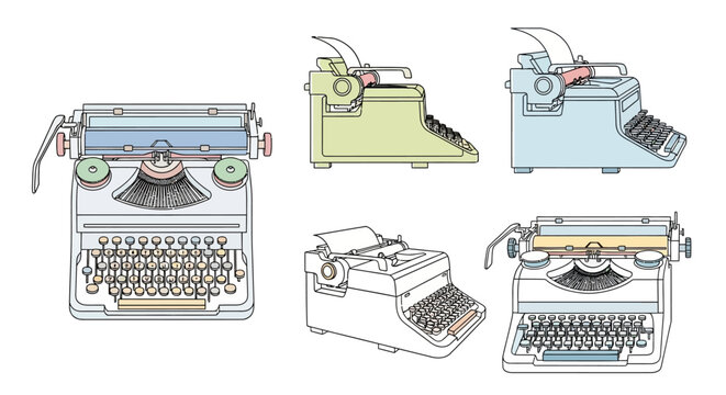 Vintage Typewriters in Various Colors.