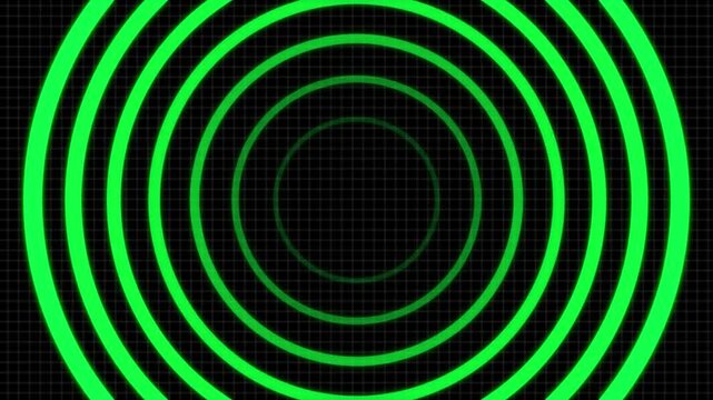 Futuristic concentric circles displayed over a black background, resembling a high-tech HUD or radar scanning interface. The circular rings create a dynamic sense of motion, and digital targeting.