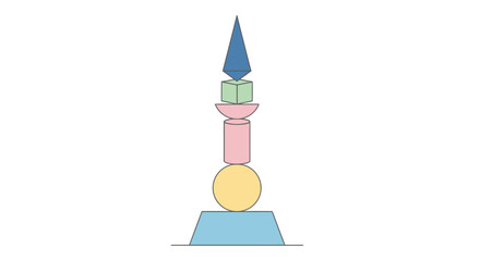 Fototapeta premium Colorful Tower with Geometric Shapes Stacked.