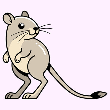 Cute Desert Jerboa Jumping Rodent in Flat Design Vector Illustration