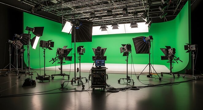 Professional Green Screen Studio Setup for Filming.