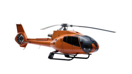 Orange helicopter with black tinted windows, isolated on transparent background © Emilija