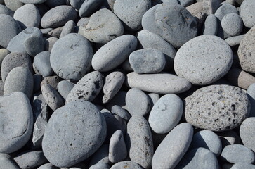 Kamienie na plaży zbliżenie szara tekstura naturalna © Ewa