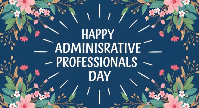 Happy administrative professionals day celebration with city skyline background