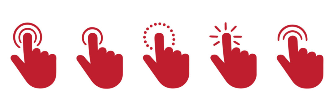Cursor icons hand pointer and mouse arrow pointer outlines and filled shapes. Hand click icon set. pointer icon vector. hand cursor icon vector. Hand click icon with editable stroke. Thin Line flat