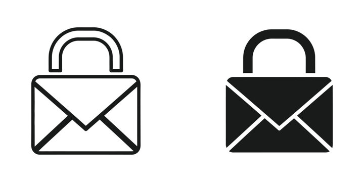 Comparison of a standard and a secured email envelope icon with padlocks.