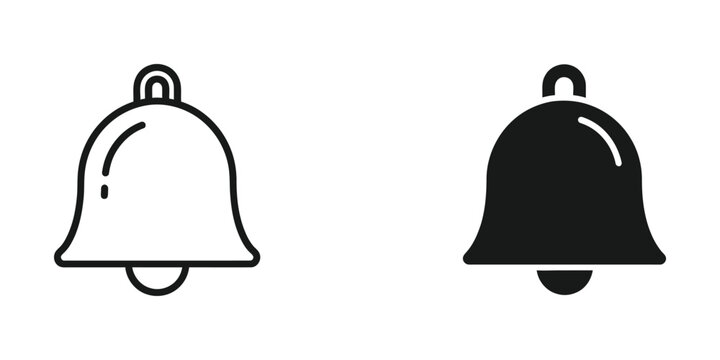 Contrast between a white and black traditional hanging bell icon illustration