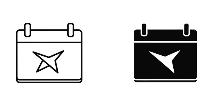Contrasting calendar icons with star symbols in different color schemes