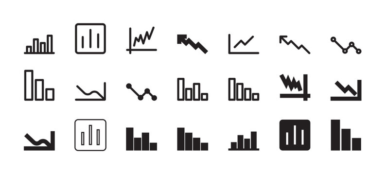 Data Model Icons. chart, line graph, scatter plot, database, spreadsheet, regression line. Chart icon suitable. Simple outline and solid style icon, vector illustration.
