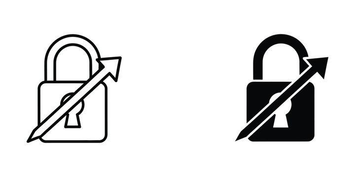 Contrasting lock symbols with keys and breaking arrows in different styles