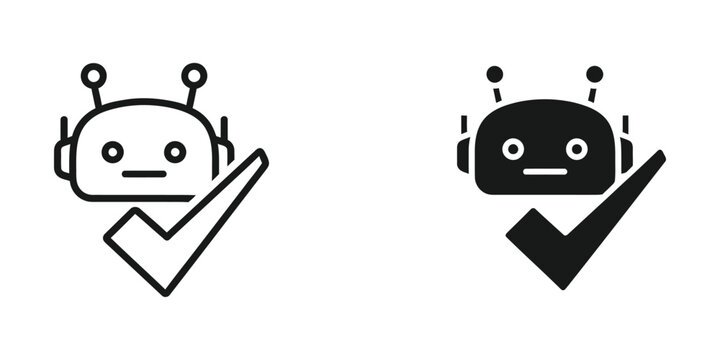 Dual robot icons with checkmark symbols indicating approval or confirmation