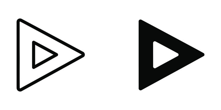 Comparison of outlined and filled play button icons with central triangular cutouts