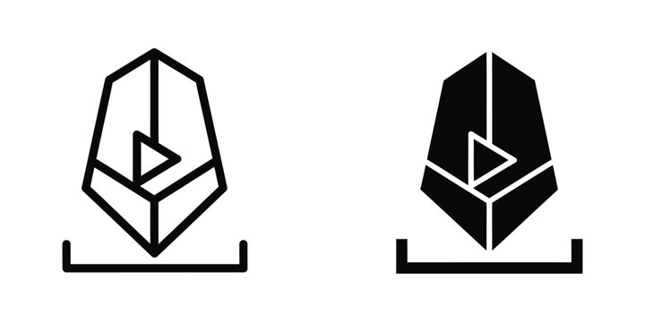 Contrast between monochrome and black filled geometric pyramid and base structures