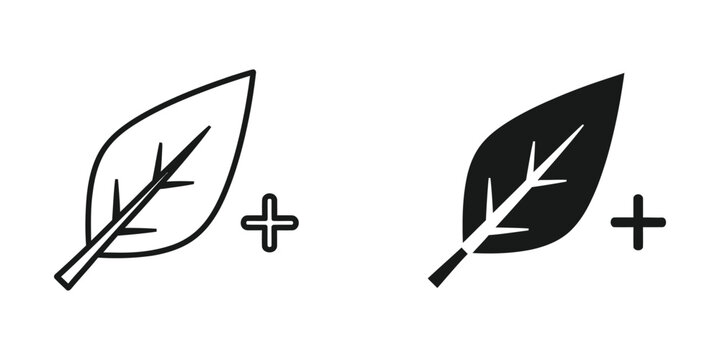 Contrast between a simple line drawing leaf and a filled-in black leaf icon design