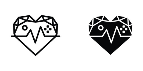 Dual heart shapes with gaming controller icons and health symbols © KalamGraphicsBD
