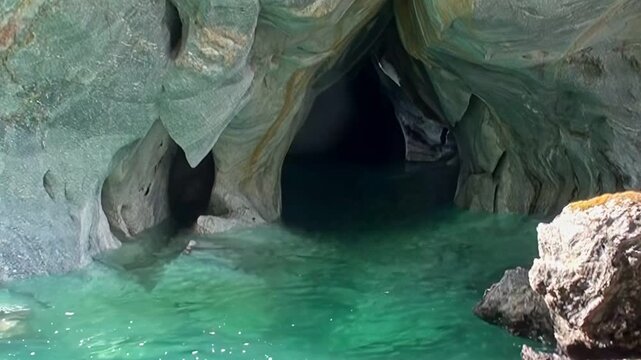 Marvel at the stunning turquoise waters and naturally carved marble formations within the Marble Caves of Patagonia. A tranquil journey through this geological masterpiece.