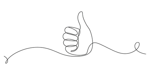 Minimalist One Line Drawing of Thumbs Up Gesture © Shuvo Mohonto