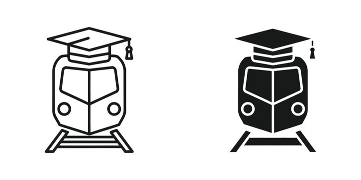 Graduation train icons symbolizing academic achievement and educational progress