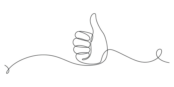 Minimalist One Line Drawing of Thumbs Up Gesture