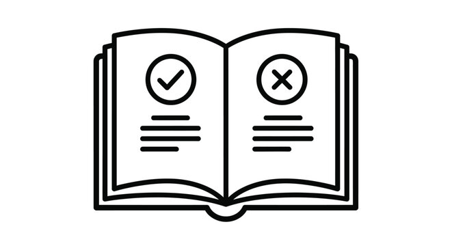 An open book illustration displays a checkmark and an x symbol representing correct and incorrect answers