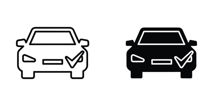 Comparison of car icons with checkmarks indicating availability or approval