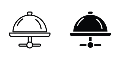 Comparison of a white and black waiter's tray and dome with handles © MSTSALEHA