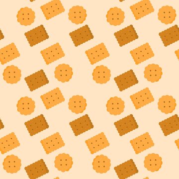 Biscuit seamless pattern. Sweet cookies seamless pattern. Biscuit pattern background. Cookie pattern background. Crackers repeat illustration