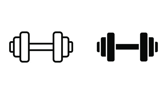 Comparison of traditional and modern dumbbell designs in black and white icons