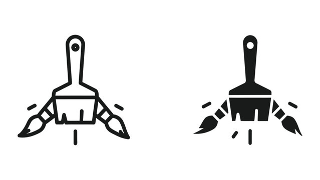 Two paintbrushes with dripping paint in contrasting styles