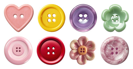 PNG Colorful buttons various shapes on transparent background