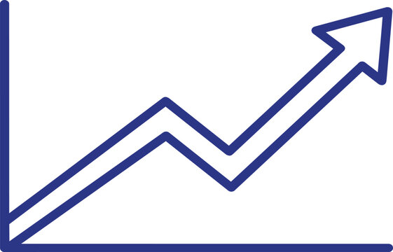 3D illustration of a blue abstract background featuring a vector arrow graph and chart icons to symbolize business growth and financial market success in a professional design concept