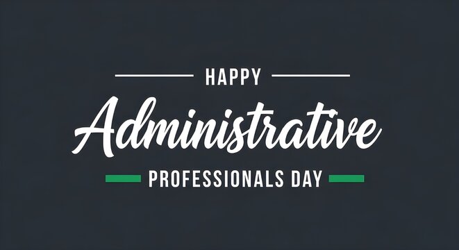 Happy administrative professionals day graphic with bold green and white text