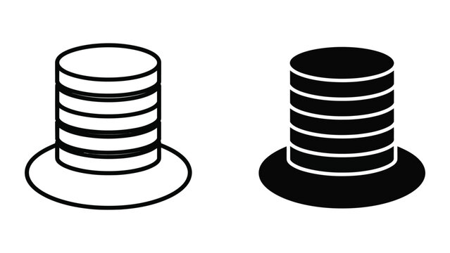 Two stylized hats with contrasting black and white striped patterns.