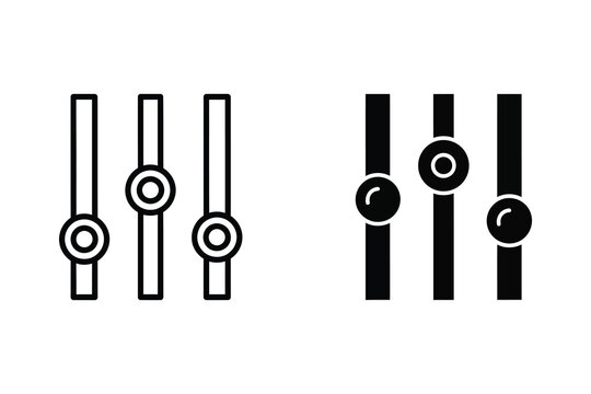 Volume slider controls, audio mixer settings, equalizer faders, flat design vector illustration