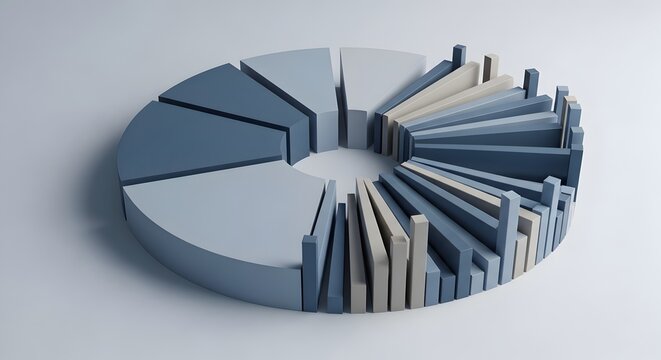 Abstract 3D pie chart graph with variable height segments