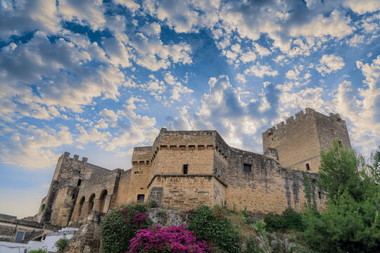 View of the Archbishop's Castle in town of Grottaglie near Taranto,in Apulia southern region of Italy.