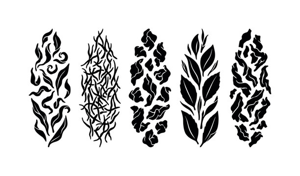 Loose tea leaves piles including green tea leaves, black tea leaves, oolong tea leaves, white tea leaves, pu erh tea leaves, bold