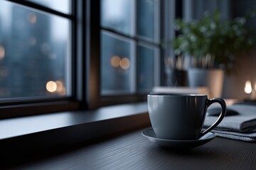 Fototapeta premium Morning coffee warms the heart in a cozy cafe