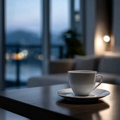 Fototapeta premium Evening coffee in a cozy urban setting