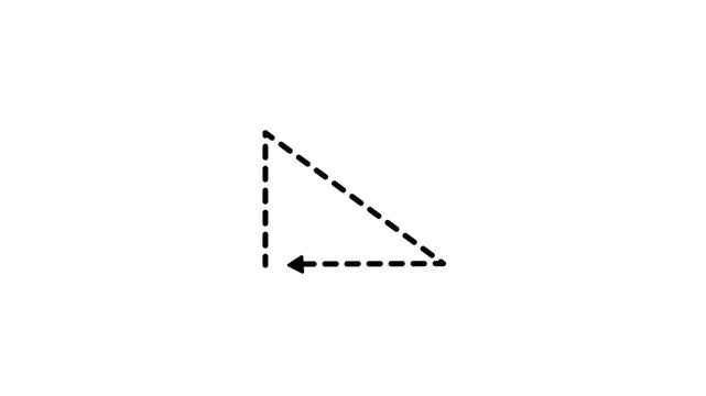 dotted line right triangle shape animation.