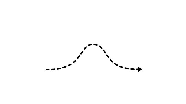 dotted curved line left to right direction animation.