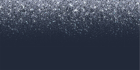 Naklejka premium Silver shiny dust spray effect and glitter star particles, falling sequin and shimmer luminous particles vector background. Holiday celebration luxury abstract overlay with confetti and glow texture