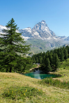 Lago Blu, a small Alpine lake located in Breuil-Cervinia.
